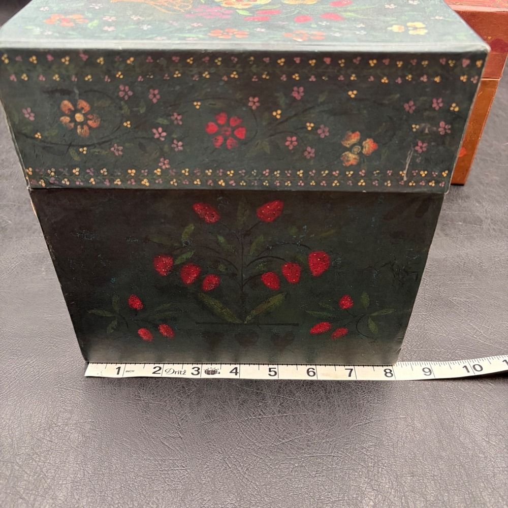 Bobs Boxes Primitive Organic Colors Nesting Storage Box Set 3 Floral Folk Art - Picture 4 of 6